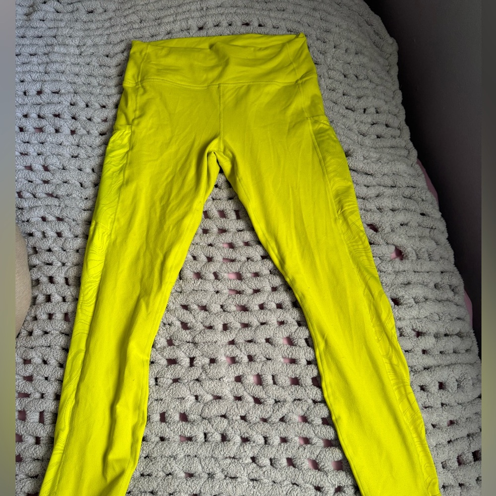 Yellow fabletics leggings, size medium